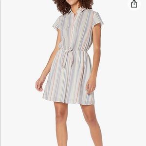 J.Crew Mercantile Women's Short Sleeve Seersucker Collared Tie Front Dress